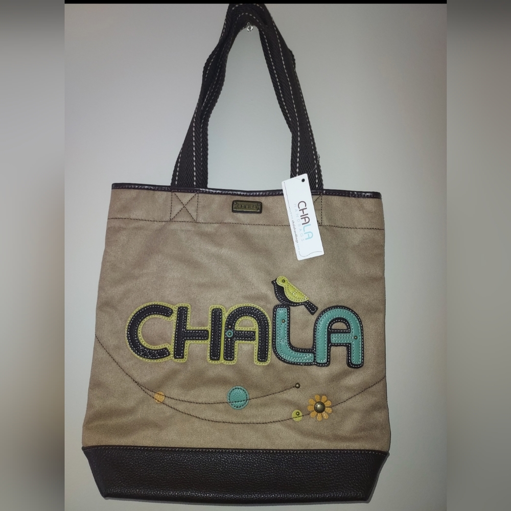 Chala Everyday Large Brown Tan Tote Purse Handbag CHALA Bird Flowers NWT